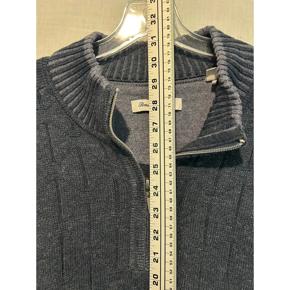 Tommy Bahama Mens XL Navy Blue Textured Geometric Quarter Zip Sweater 193-T42302